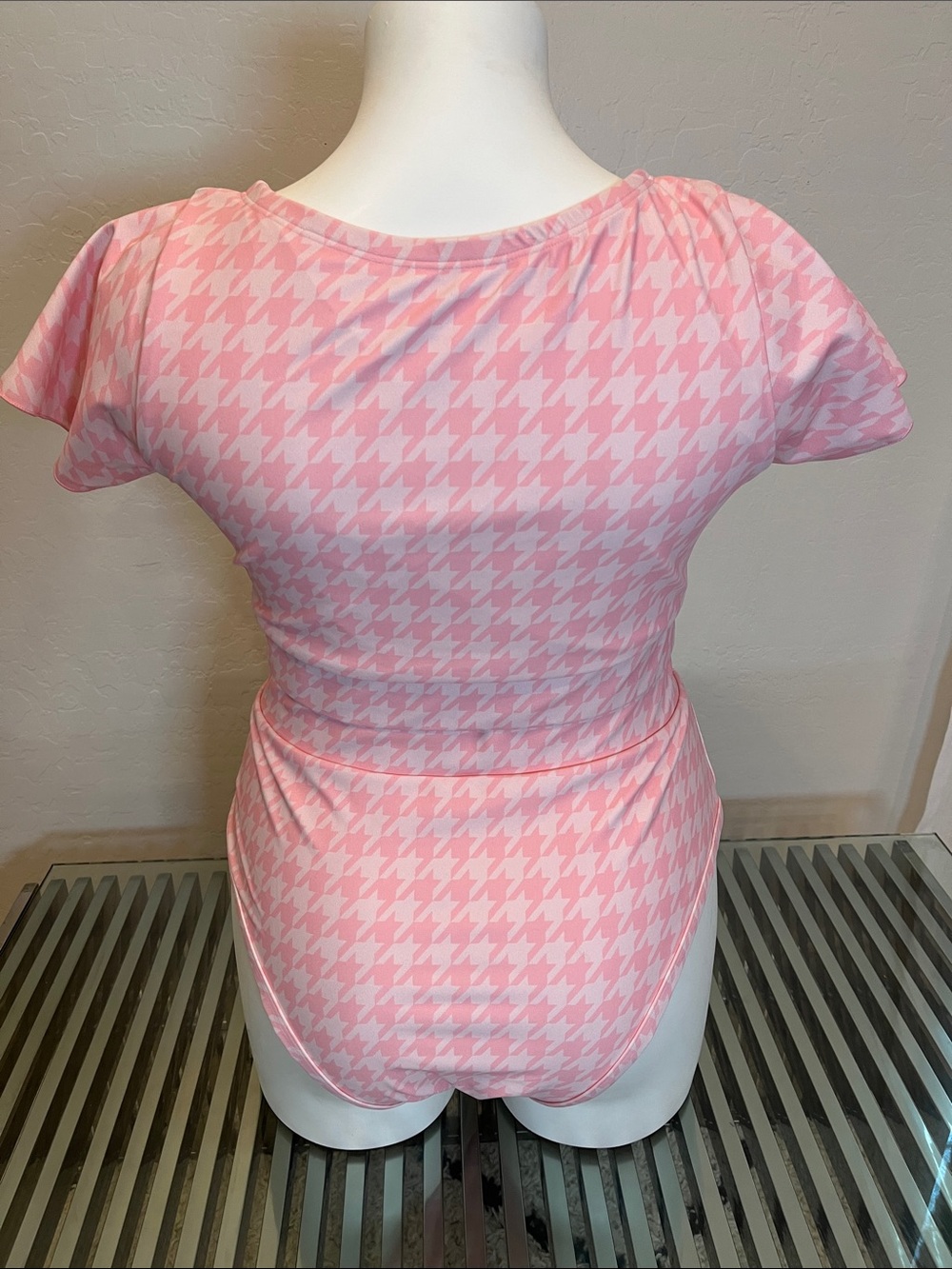 Alpinestars Pink Houndstooth Short-Sleeve Bodysuit
